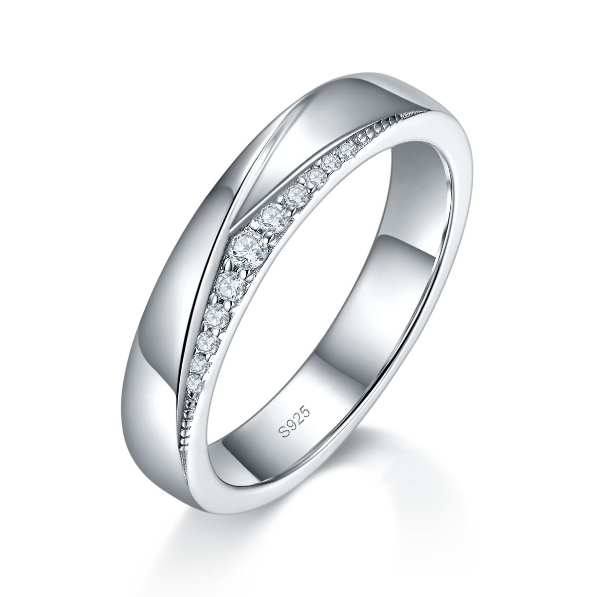 Couple Ring S925 Silver Plated Platinum Customized Selection Moissanite 0.08ct