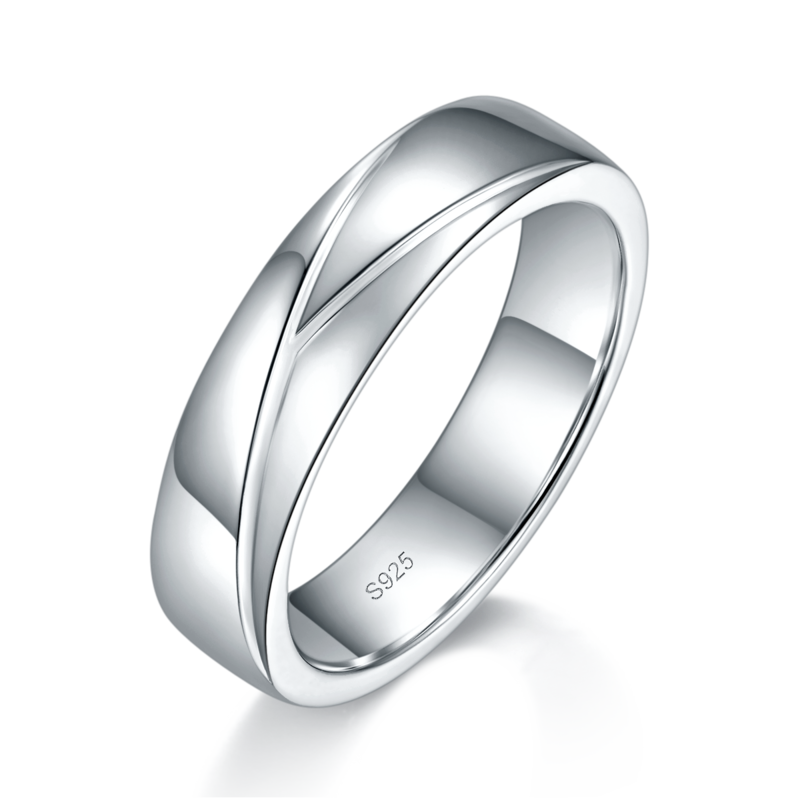 情侣Couple RingS925银镀白金定制选款Moissanite0.08ct