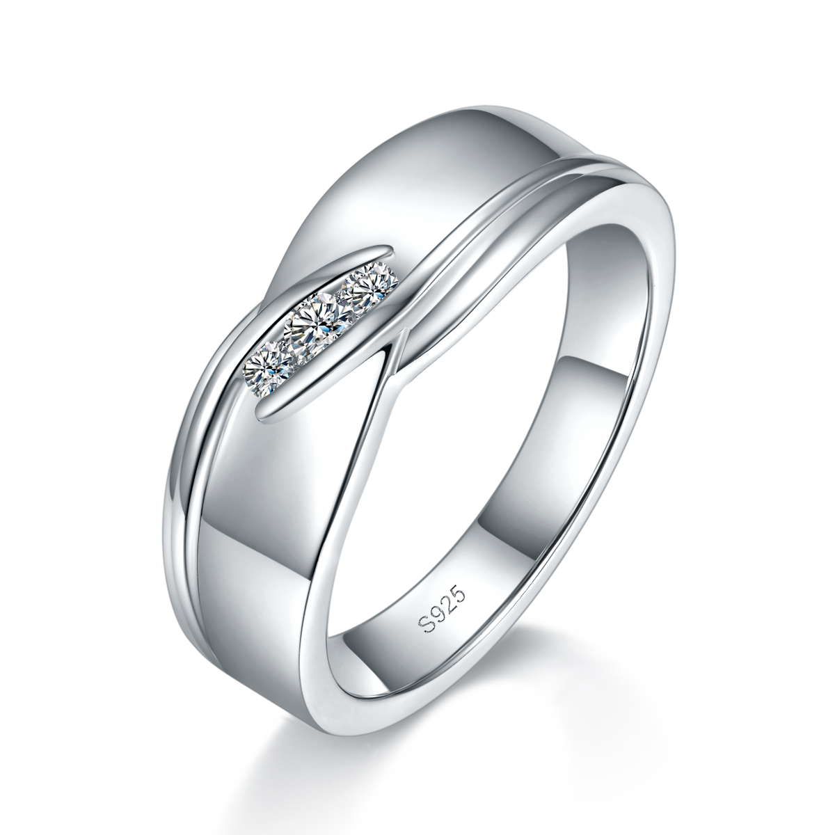 Couple Ring S925 Silver Plated Platinum Customized Selection Moissanite 0.38ct