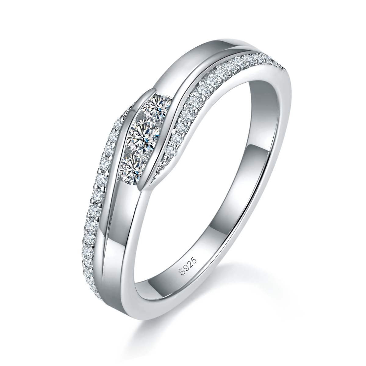 Couple Ring S925 Silver Plated Platinum Customized Selection Moissanite 0.38ct