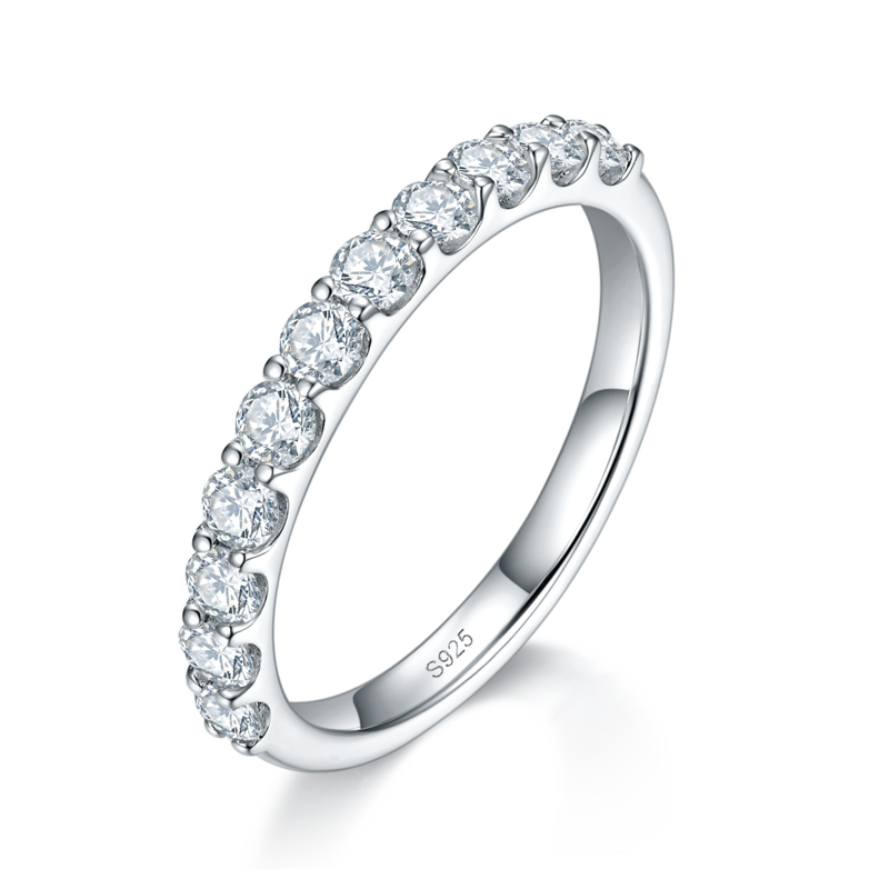 情侣Couple RingS925银镀白金定制选款Moissanite0.66ct