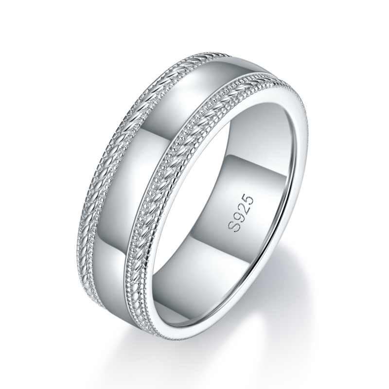 情侣Couple RingS925银镀白金定制选款Moissanite0.66ct