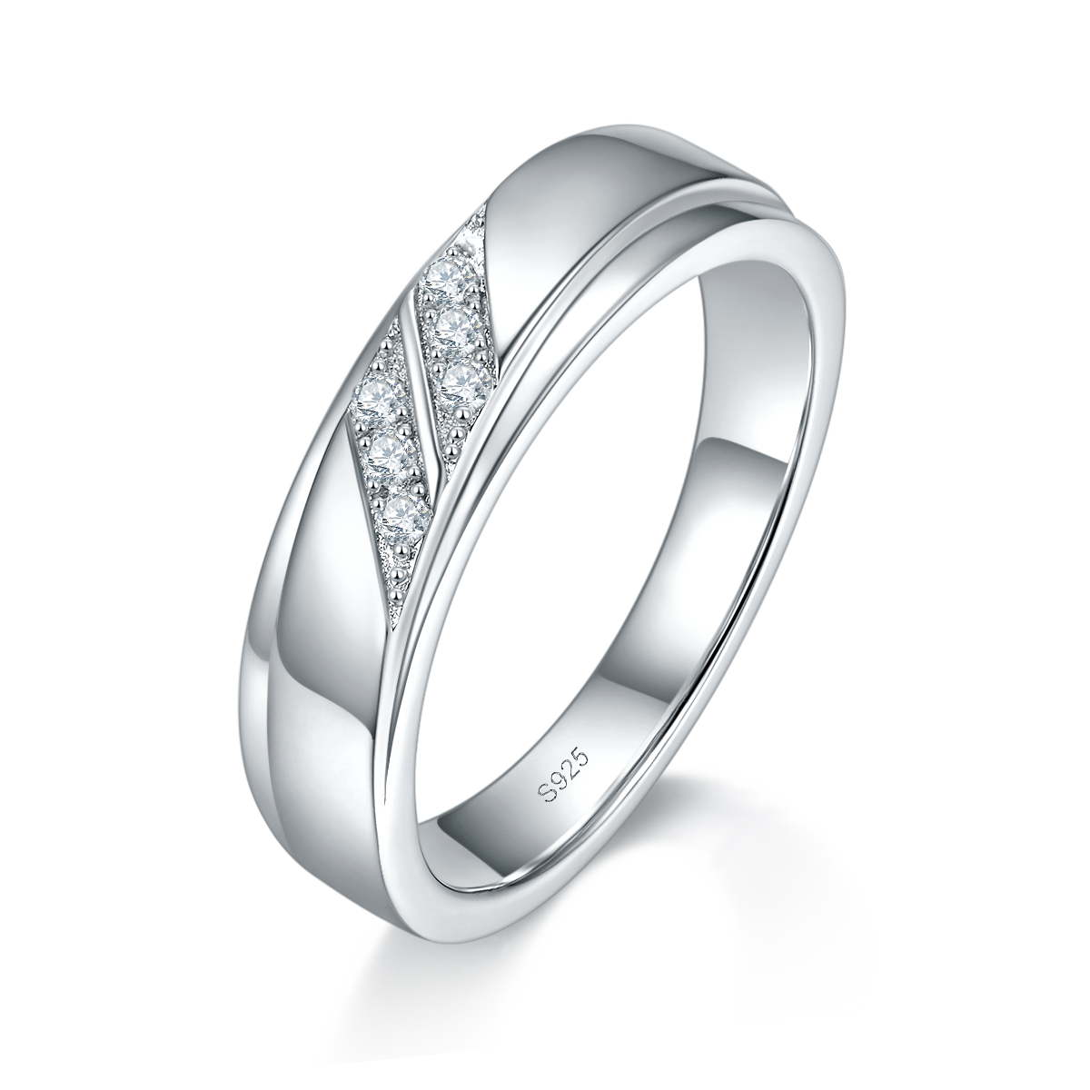 Couple Ring S925 Silver Plated Platinum Customized Selection Moissanite 0.14ct