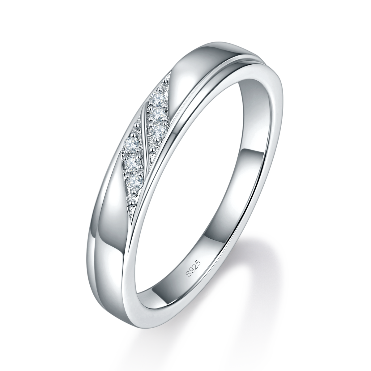 Couple Ring S925 Silver Plated Platinum Customized Selection Moissanite 0.14ct