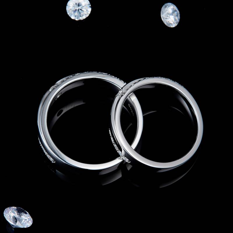 情侣Couple RingS925银镀白金定制选款Moissanite0.722ct