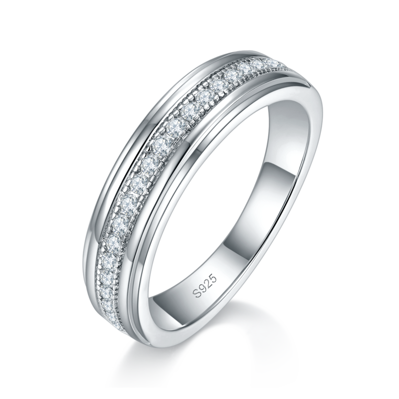 情侣Couple RingS925银镀白金定制选款Moissanite0.52ct