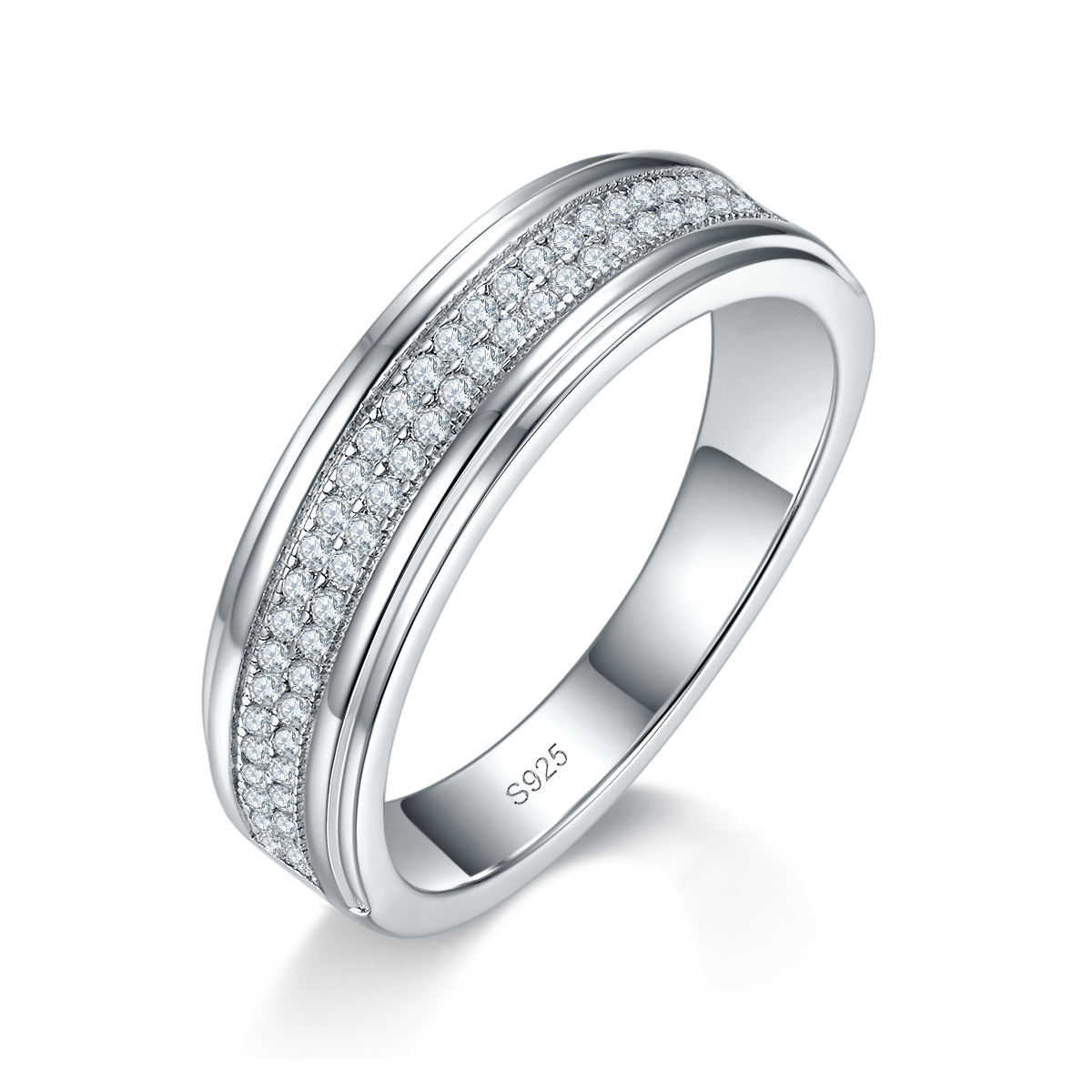 Couple Ring S925 Silver Plated Platinum Customized Selection Moissanite 0.52ct