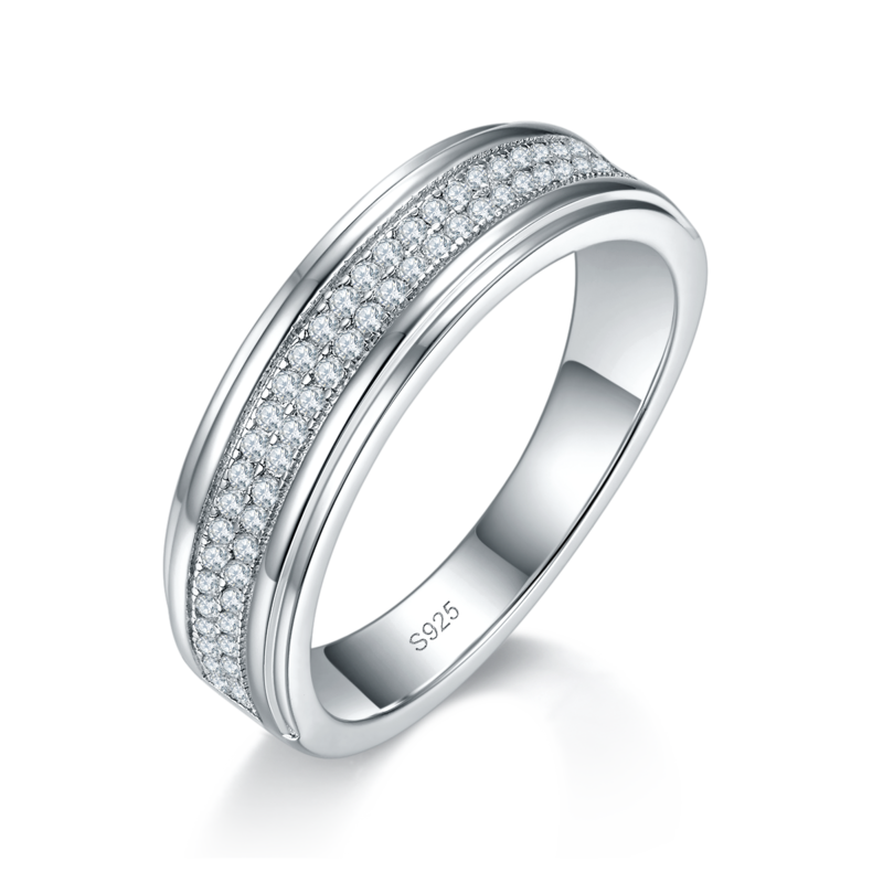 情侣Couple RingS925银镀白金定制选款Moissanite0.52ct