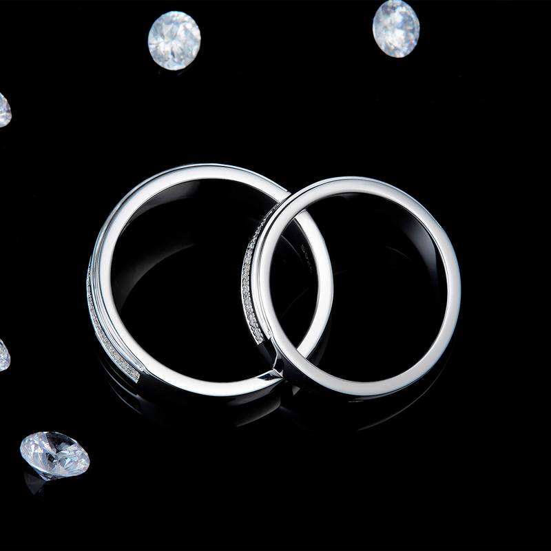 情侣Couple RingS925银镀白金定制选款Moissanite0.52ct