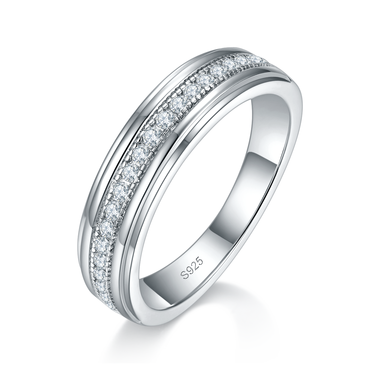 Couple Ring S925 Silver Plated Platinum Customized Selection Moissanite 0.52ct