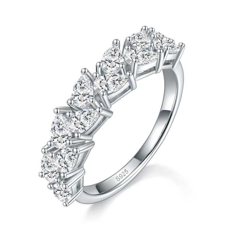 水滴排戒Women's RingS925银镀白金定制选款副石Moissanite2.4ct