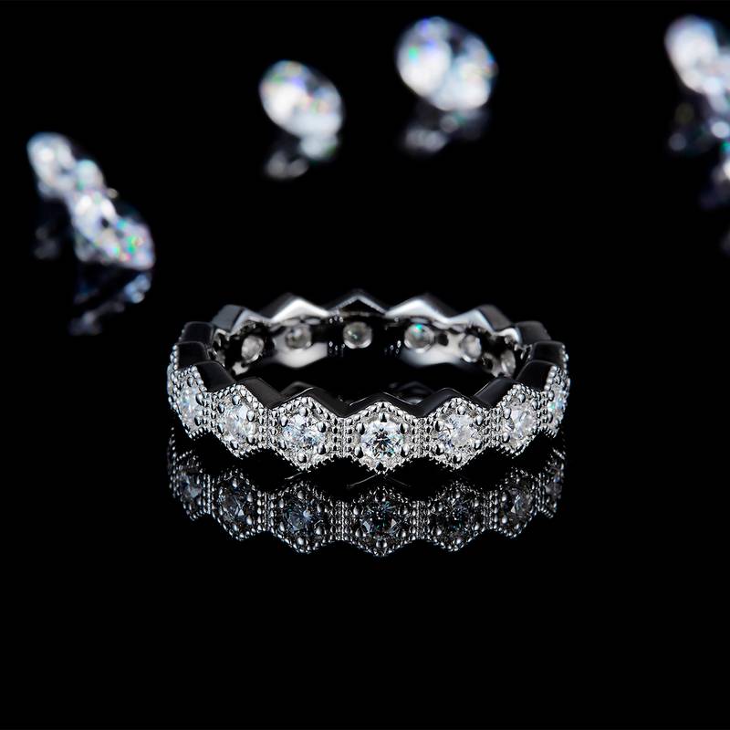 女戒S925银镀白金定制选款莫桑钻0.64ct