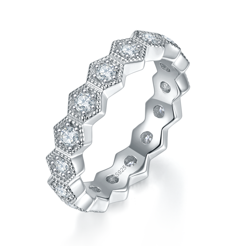 女戒S925银镀白金定制选款莫桑钻0.64ct