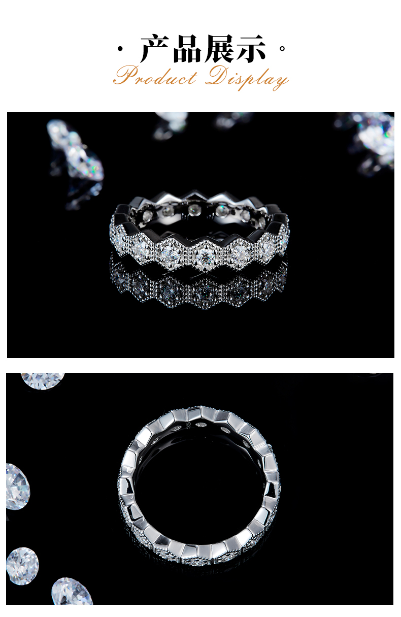 女戒S925银镀白金定制选款莫桑钻0.64ct - 3