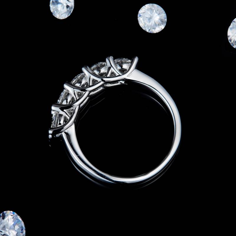 五石款排戒S925银镀白金定制选款副石Moissanite1.5ct