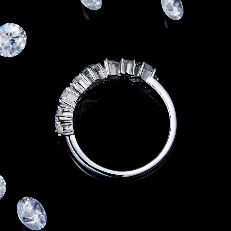高级感异形钻拼镶排戒S925银镀白金定制选款副石莫桑钻1.89ct