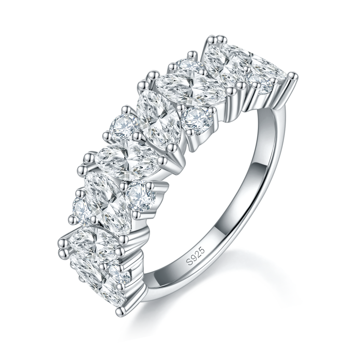 Advanced Alien Diamond Ring S925 Silver Plated Platinum Customized Selection Side Stone Moissanite 2.81ct