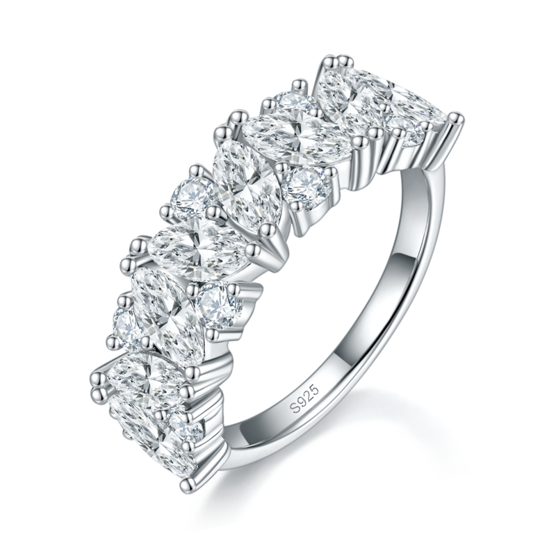 高级感异形钻排戒S925银镀白金定制选款副石Moissanite2.81ct