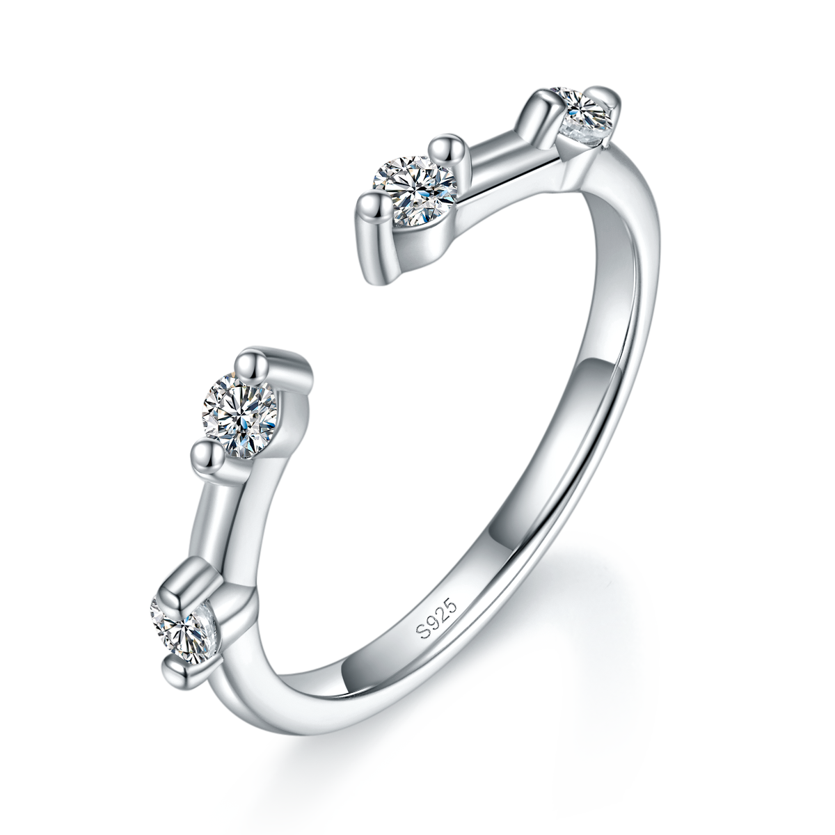 Cushion Diamond Primary and Secondary Set Rings S925 Silver Plated Platinum Customized Selection Main Side Stone Moissanite 2.0ct