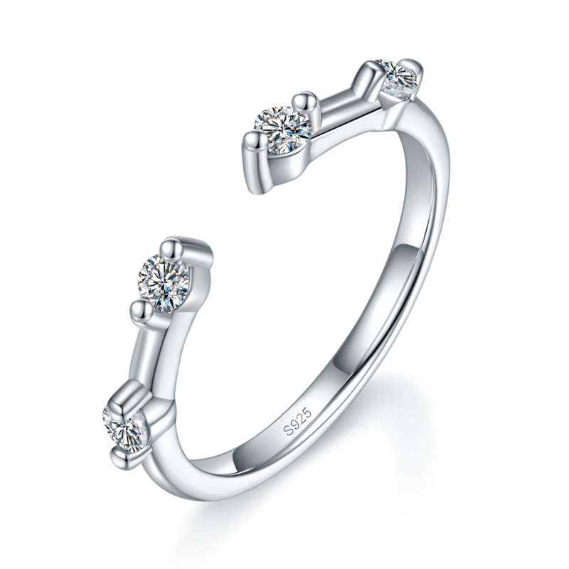 枕形钻主副套戒S925银镀白金定制选款主副石Moissanite2.0ct