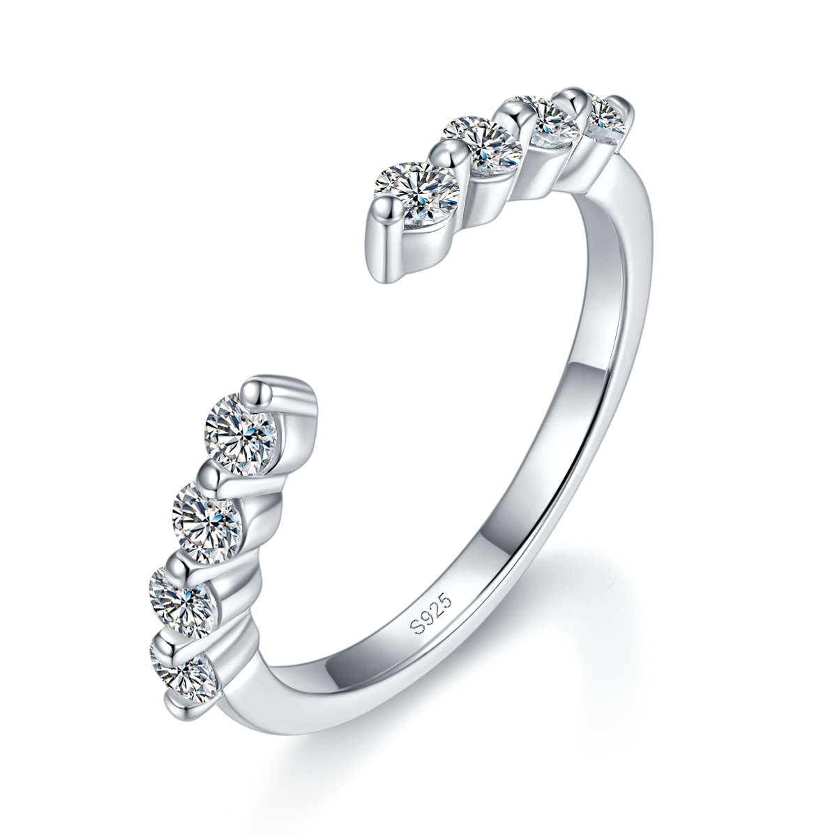 Emerald cutting primary and secondary ring S925 silver plated platinum customized selection primary Side Stone Moissanite 2.0ct