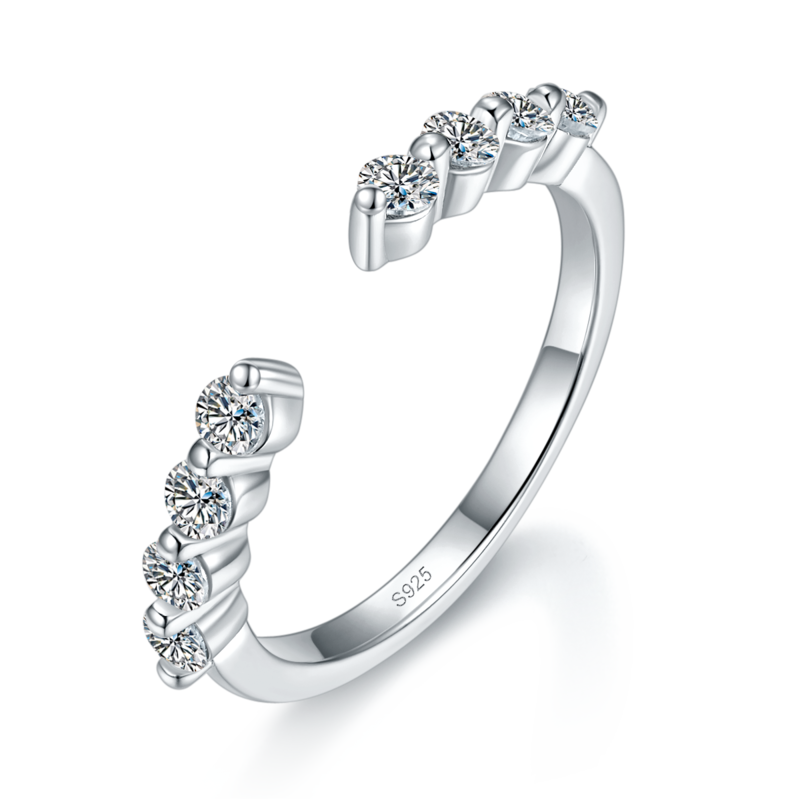 祖母绿切割主副套戒S925银镀白金定制选款主副石莫桑钻2.0ct