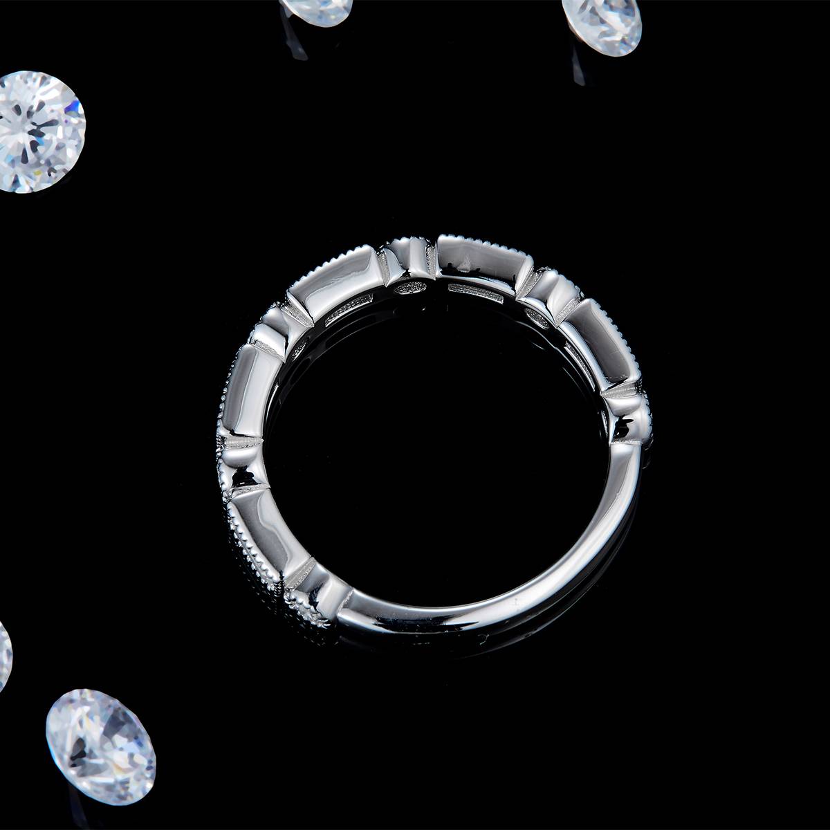 Square Diamond Collar Set S925 Silver Plated Platinum Customized Selection Side Stone Moissanite 1.18ct