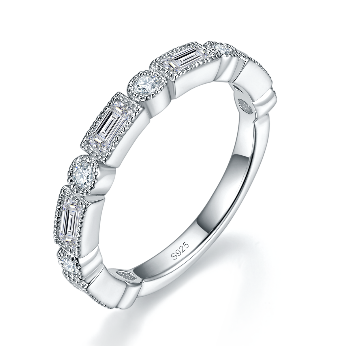 Square Diamond Collar Set S925 Silver Plated Platinum Customized Selection Side Stone Moissanite 1.18ct