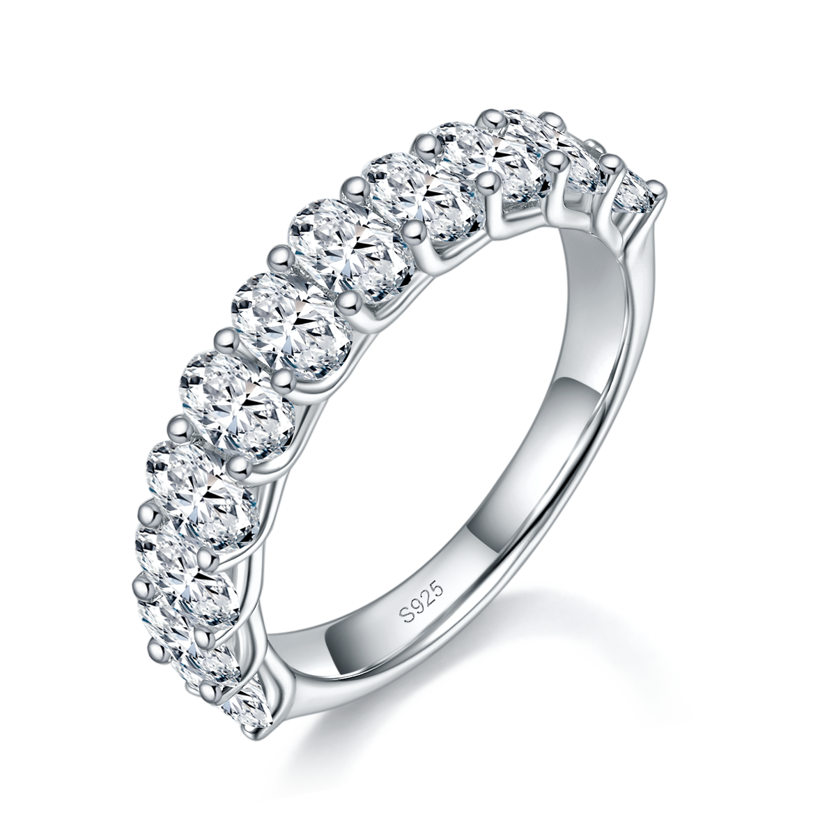 Oval Ring Women's Ring S925 Silver Plated Platinum Customized Selection Main Stone Moissanite 3.3ct