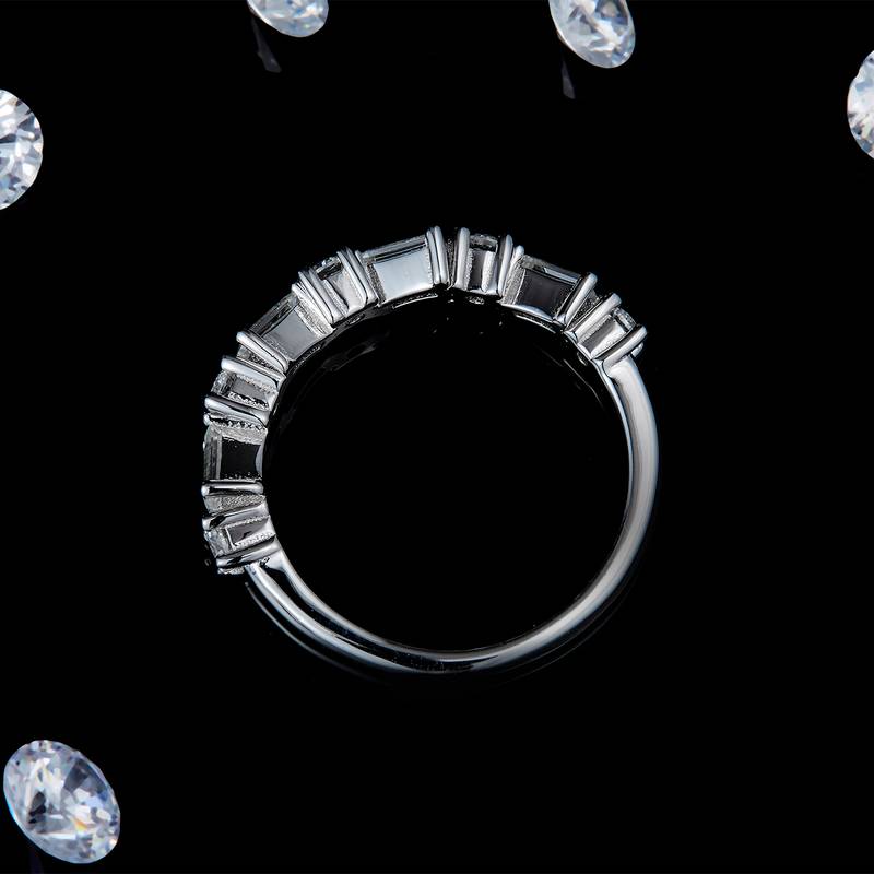 不规则拼镶排戒S925银镀白金定制选款副石Moissanite1.1ct
