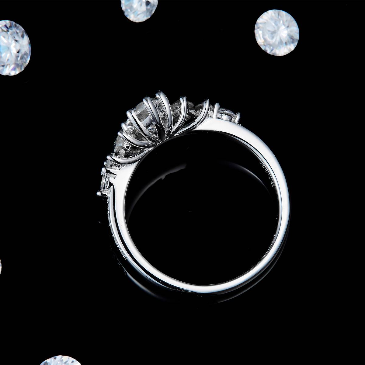 Marquis Diamond Seven Stone Women's Ring S925 Silver Plated Platinum Customized Selection Main Stone Moissanite 1.0ct/Side Stone Cubic Zirconia