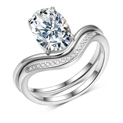 MR0050 S925 silver plated 18K gold Oval Moissanite bridal ring main stone 10 * 7mm/2.5CT