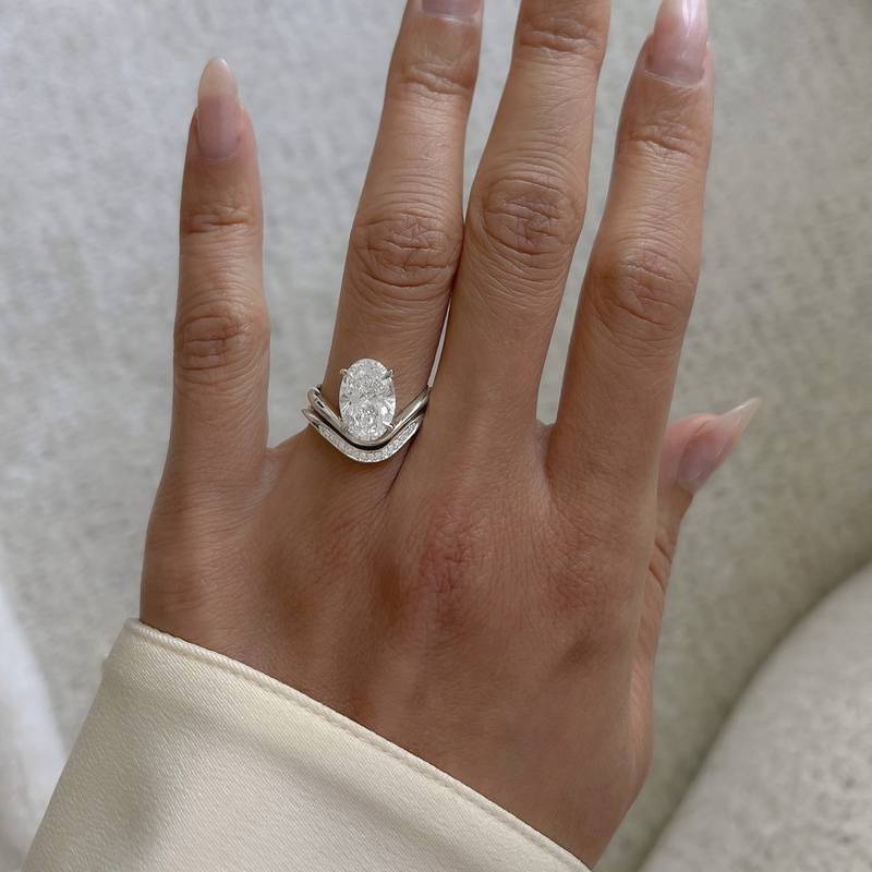 MR0050款S925银镀18K金蛋形Moissanite女套戒主石10*7mmmm/2.5ct