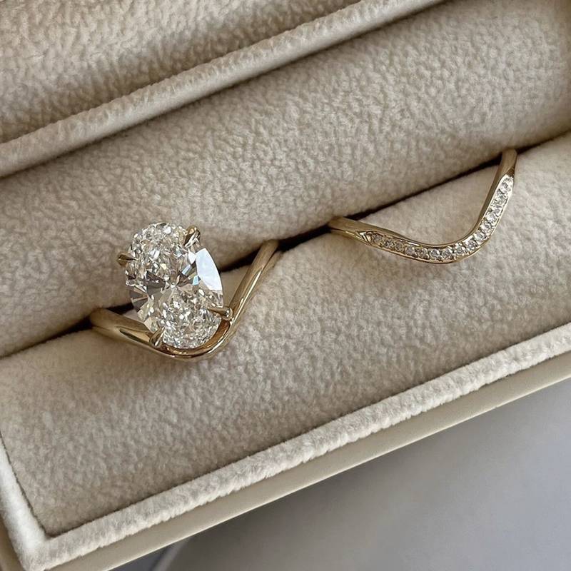 MR0050款S925银镀18K金蛋形Moissanite女套戒主石10*7mmmm/2.5ct