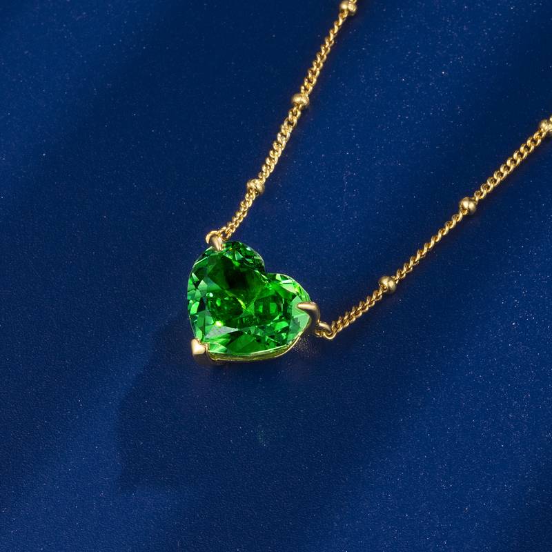 P0676款银镀18K黄金心形高碳钻Necklace主石12*10mmmm