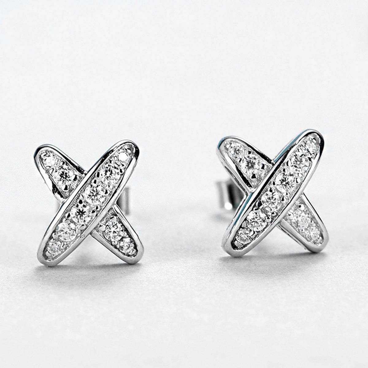 E56874款S925银镀18K白金嘻哈MoissaniteStud Earring0.16ct