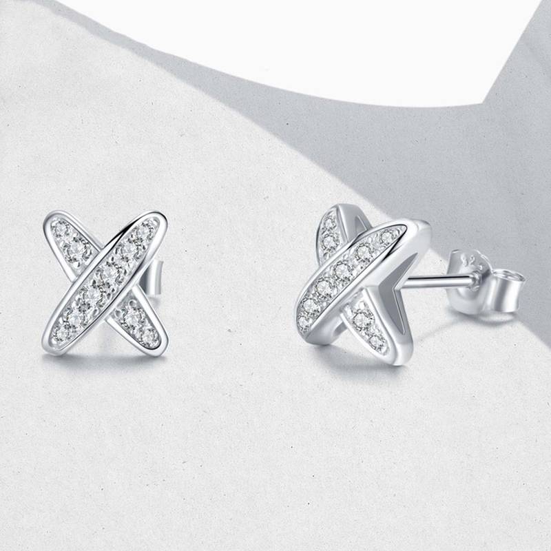 E56874款S925银镀18K白金嘻哈MoissaniteStud Earring0.16ct