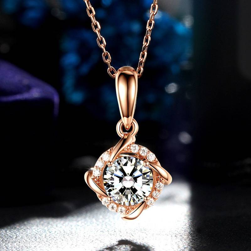 P58HD0712款S925银镀18K金圆形MoissaniteNecklace主石1.0ct
