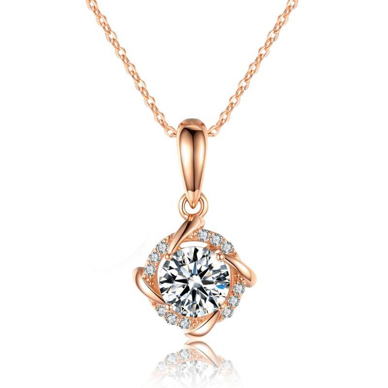 P58HD0712款S925银镀18K金圆形MoissaniteNecklace主石1.0ct