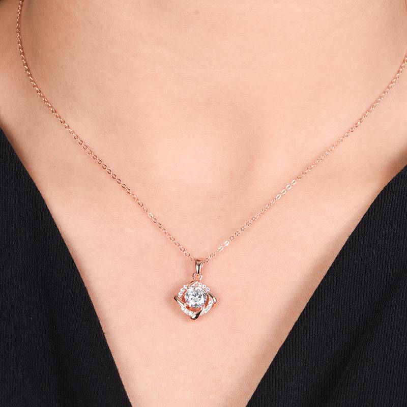 P58HD0712款S925银镀18K金圆形MoissaniteNecklace主石1.0ct