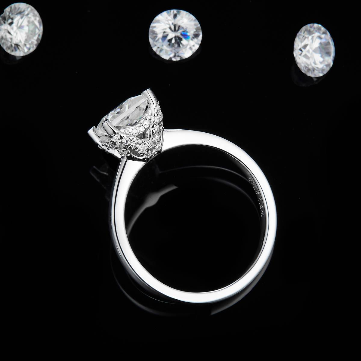 Princess Diamond Women's Ring S925 Silver Plated Platinum Customized Selection Main Stone Moissanite 1.2ct/Side Stone Cubic Zirconia