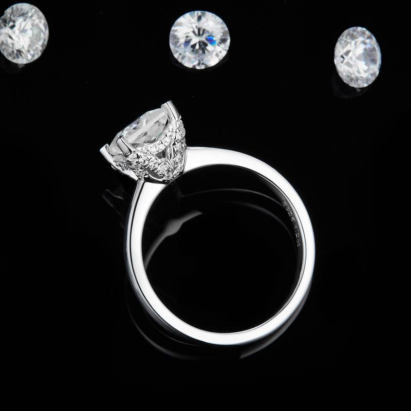 公主方钻Women's RingS925银镀白金定制选款主石Moissanite1.2ct/副石高碳钻