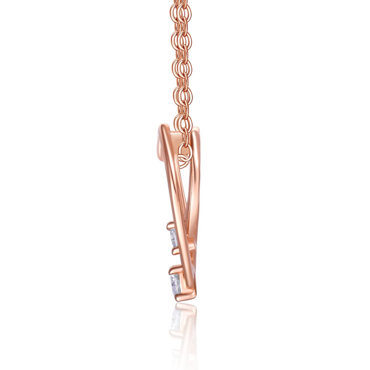 P15646款S925银镀18K玫瑰金双心MoissaniteNecklace0.5mm