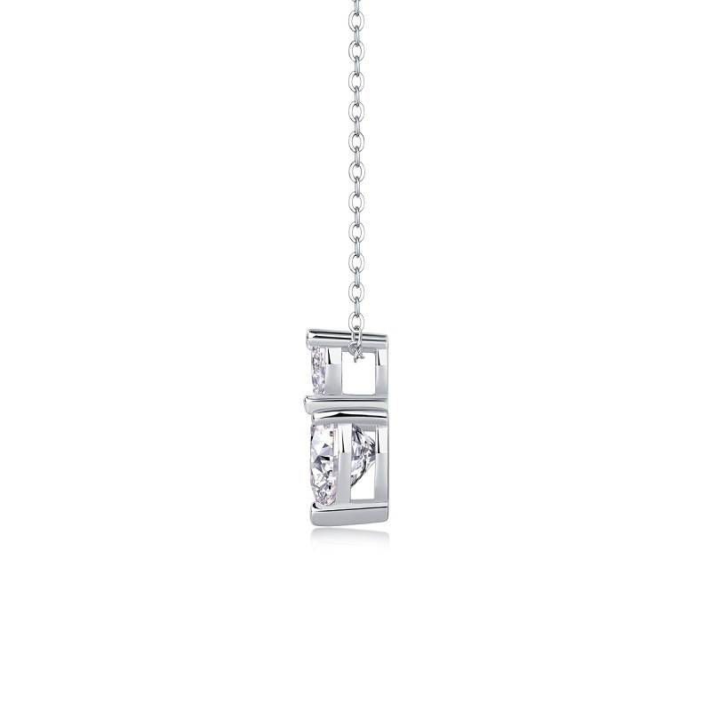 P13784款S925银镀18K白金心形莫桑钻项链主石8.0mm/2.0ct