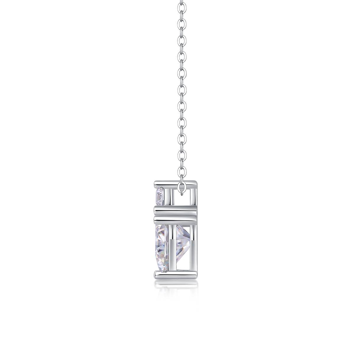 P13783款S925银镀18K白金心形MoissaniteNecklace主石8.0mm/2.0ct
