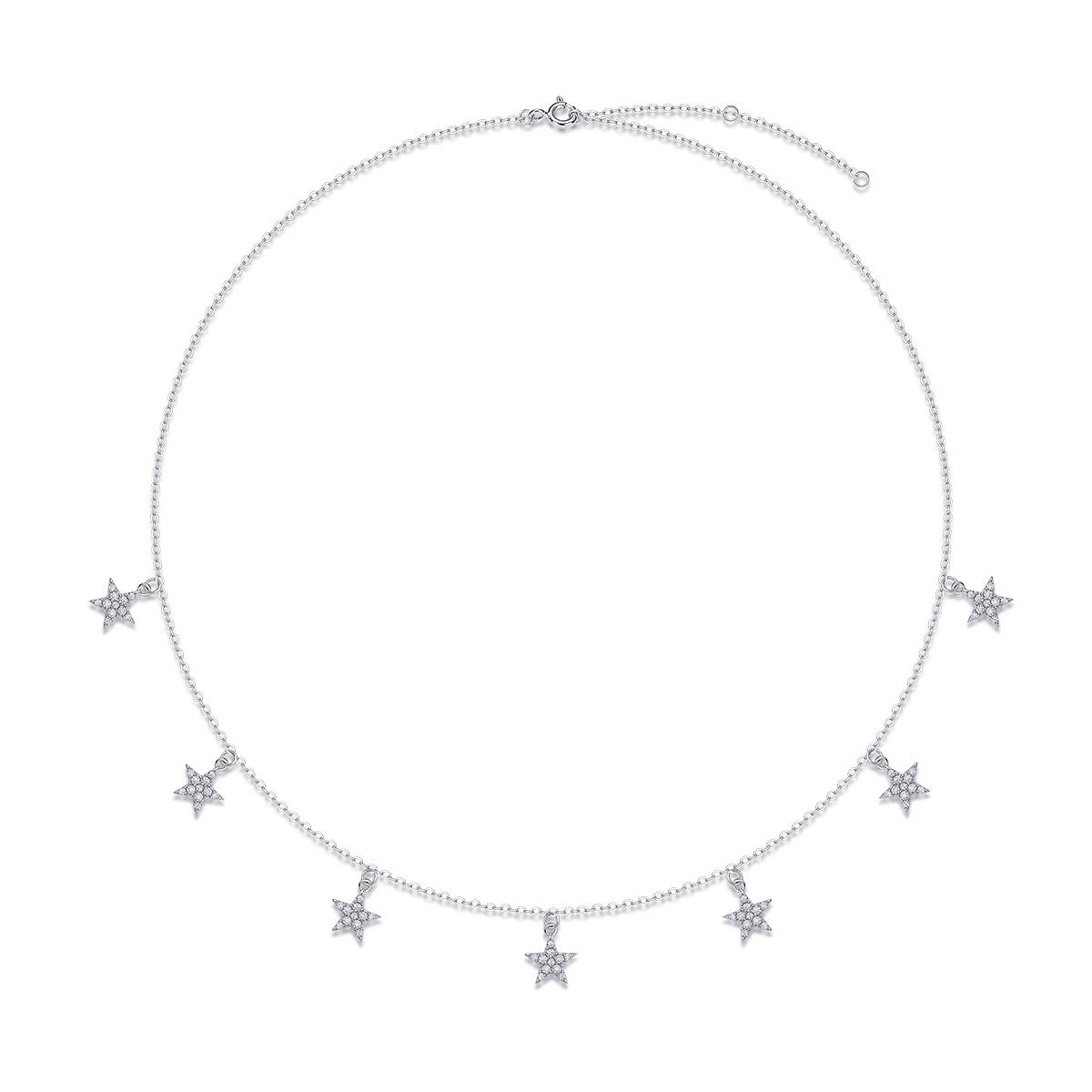 N13682款S925银镀18K白金满天星MoissaniteNecklace0.49ct