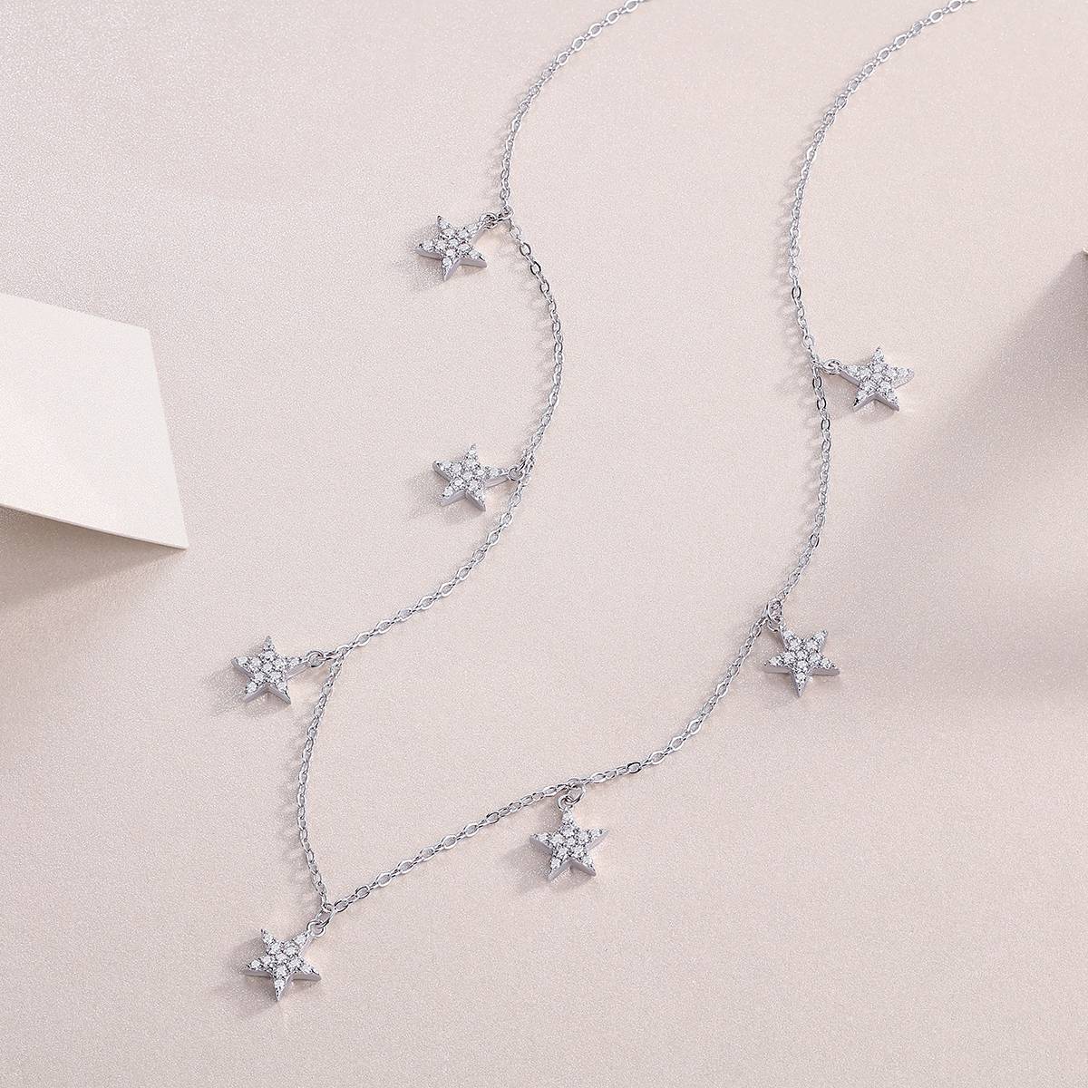 N13682款S925银镀18K白金满天星MoissaniteNecklace0.49ct