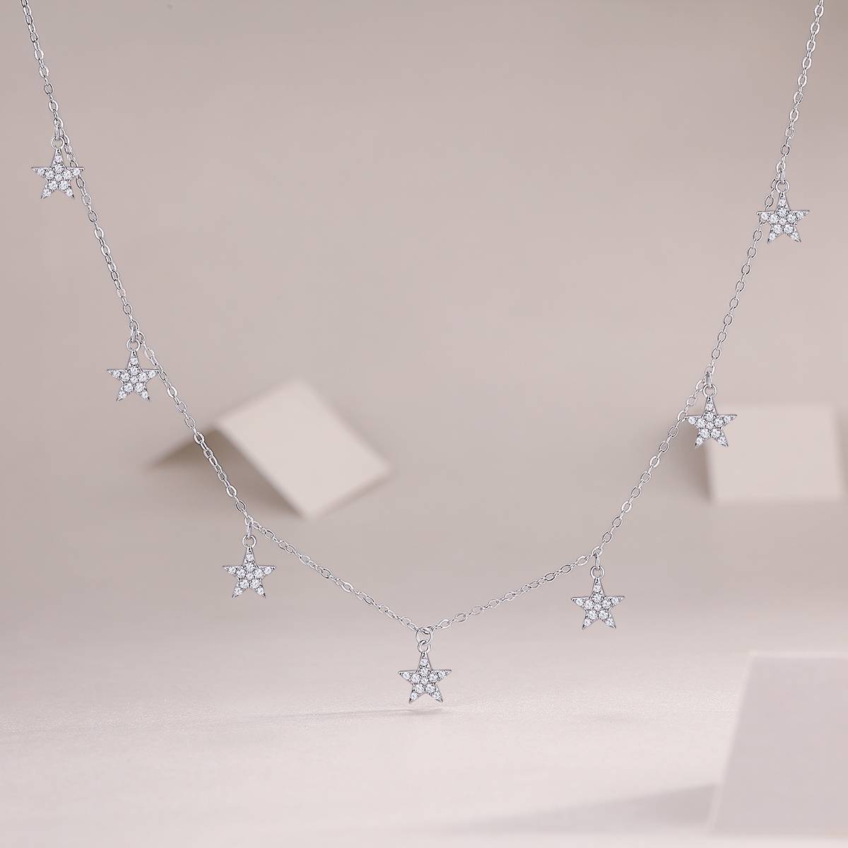 N13682款S925银镀18K白金满天星MoissaniteNecklace0.49ct