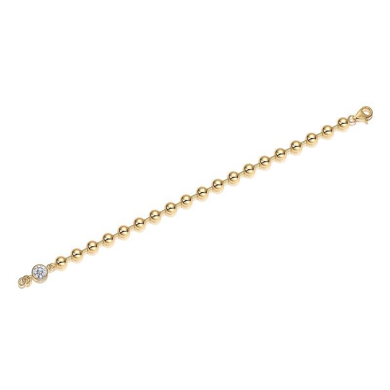 L15136款S925银镀18K黄金圆珠MoissaniteBracelet1.0ct