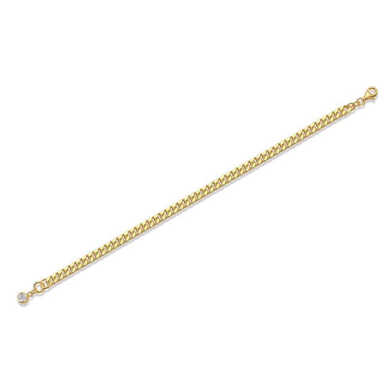 L13919款S925银镀18K黄金简约Moissanite古巴Bracelet0.3ct